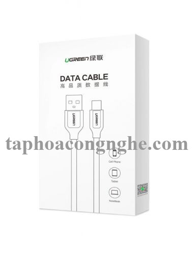 Ugreen 50142 0.5M màu Đen Cáp sạc truyền dữ liệu USB 2.0 sang TYPE C vỏ bọc lưới đầu mạ vàng US259 30050142